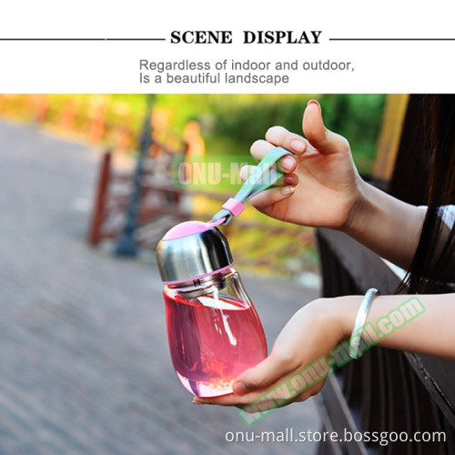 Top Selling Amazon 400ml Glass Water Bottle With Strap